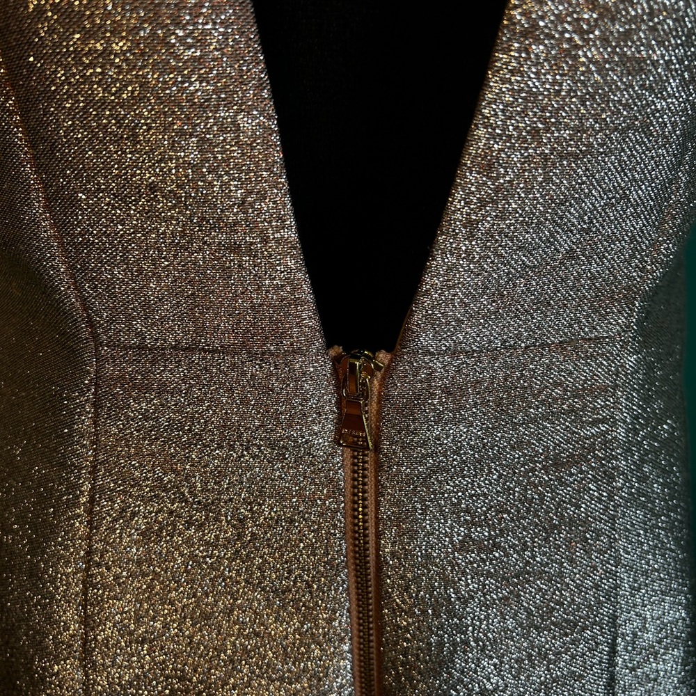 EXPRESS Metallic Rose Gold Mini Sheath Dress OPEN BACK size 8. ID# 400439 - Picture 6 of 6